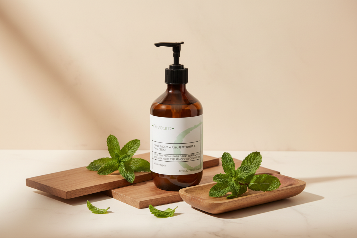 Hand & Body Wash, Peppermint & Dark Cedar
